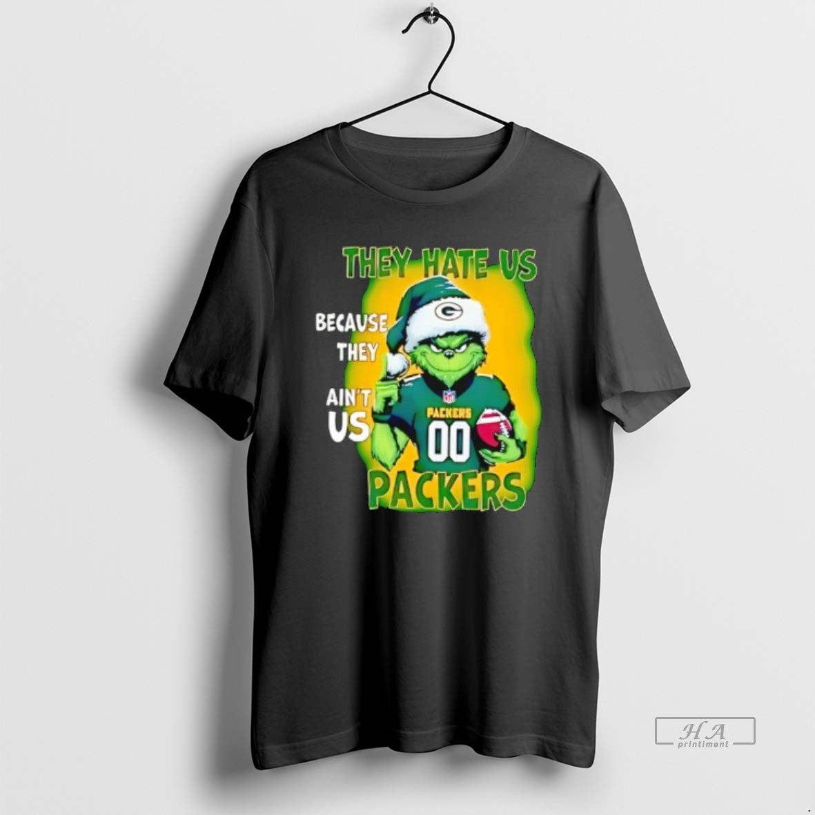 Official They Hate Us Because They Aint Us Green Bay Packers Grinch Santa