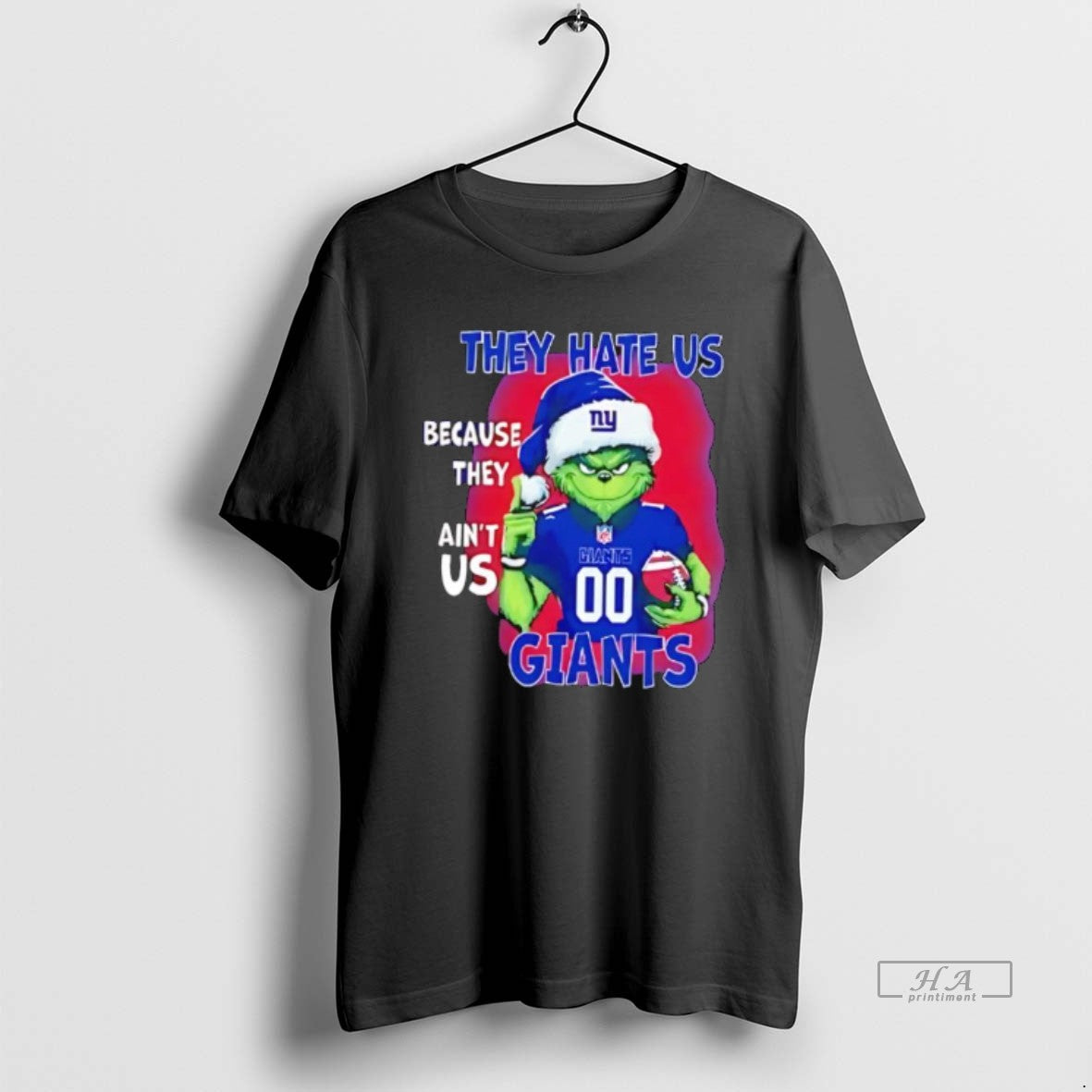 Official They Hate Us Because They Aint Us New York Giants Grinch Santa