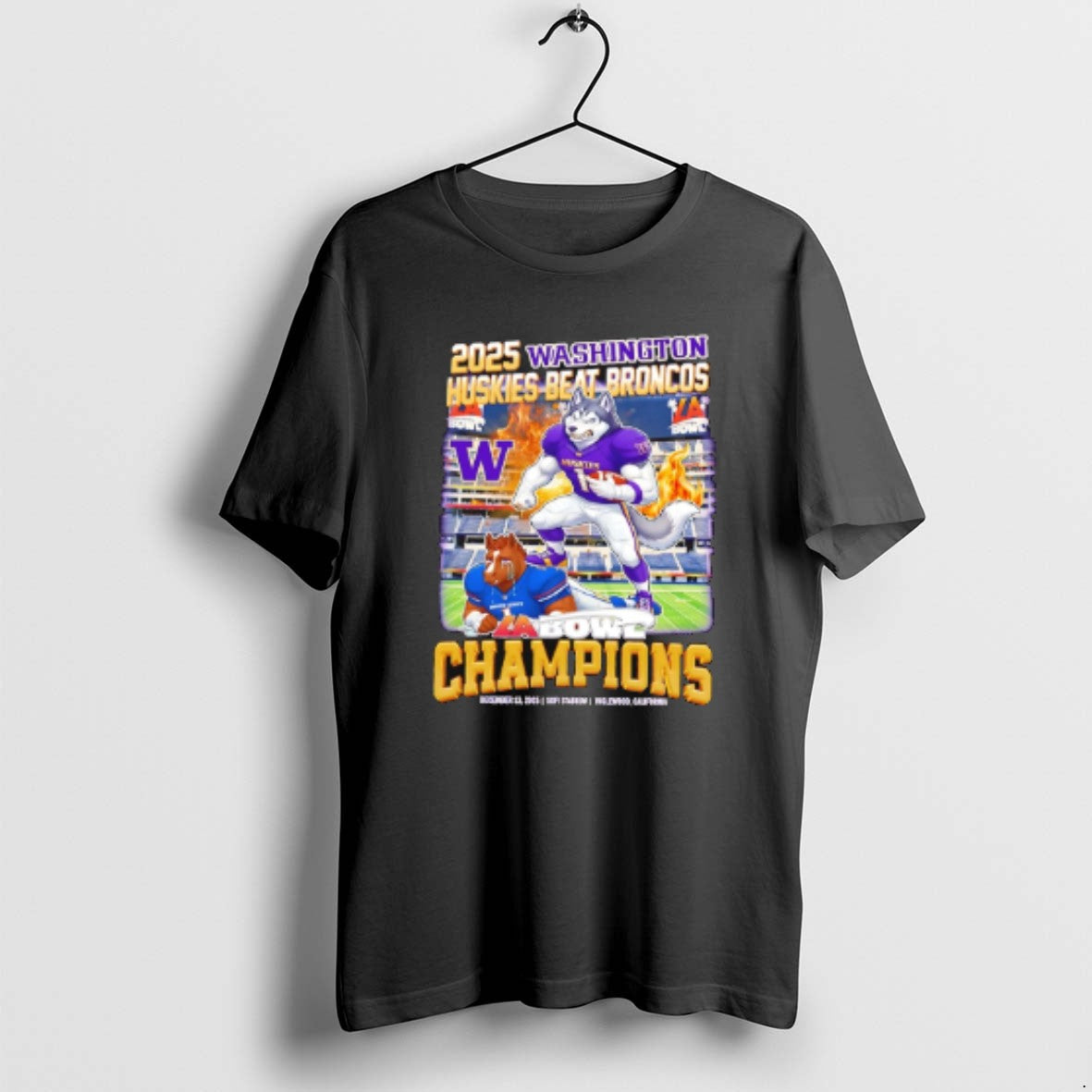 Official Washington Huskies Beat Broncos 2025 La Bowl Champions Mascot