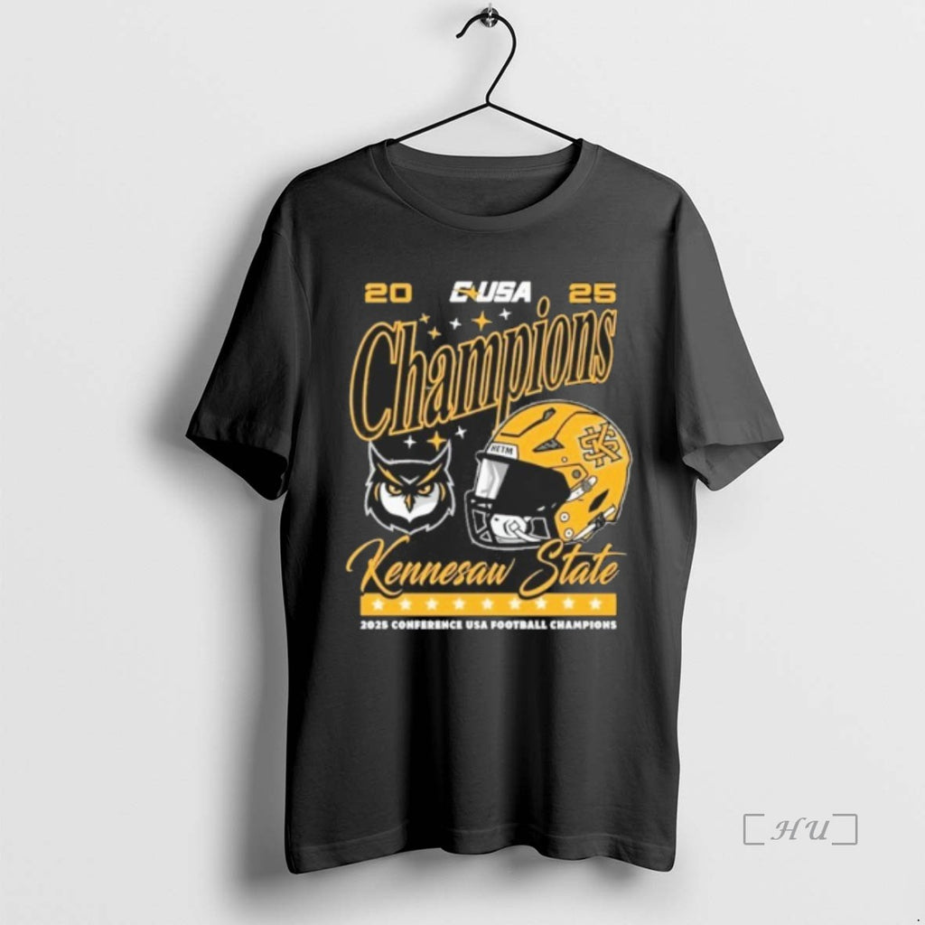 Officials 2025 C Usa Champions Kennesaw State Owls Football Conference Helmet Premium T Shirts Sweater