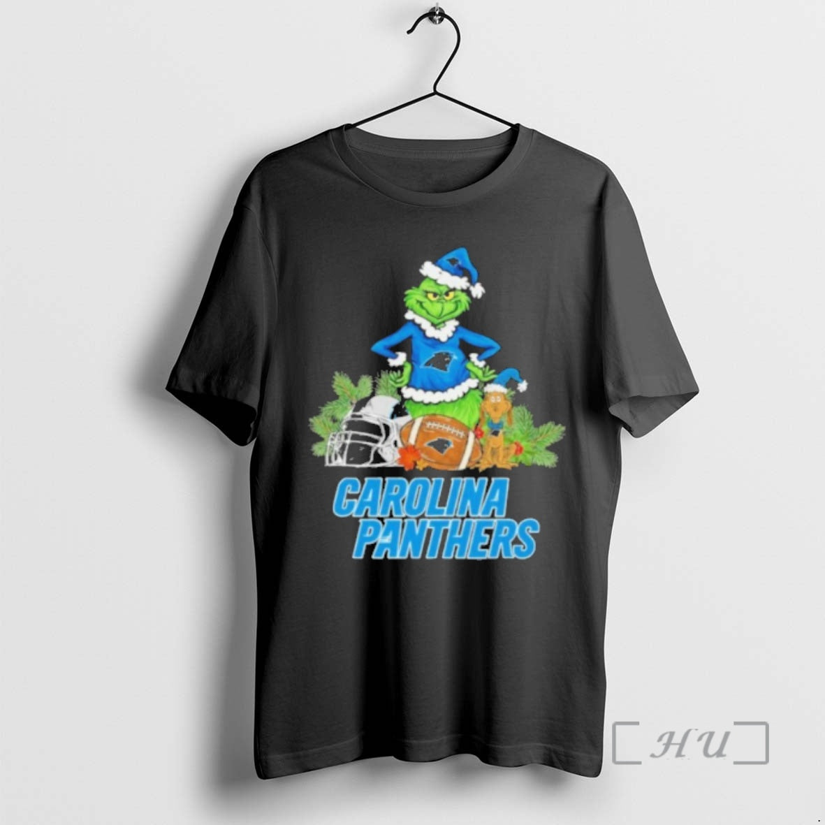 Officials 2025 Santa Grinch X Dog Ball Merry Christmas Carolina Panthers Logo Premium T Shirts