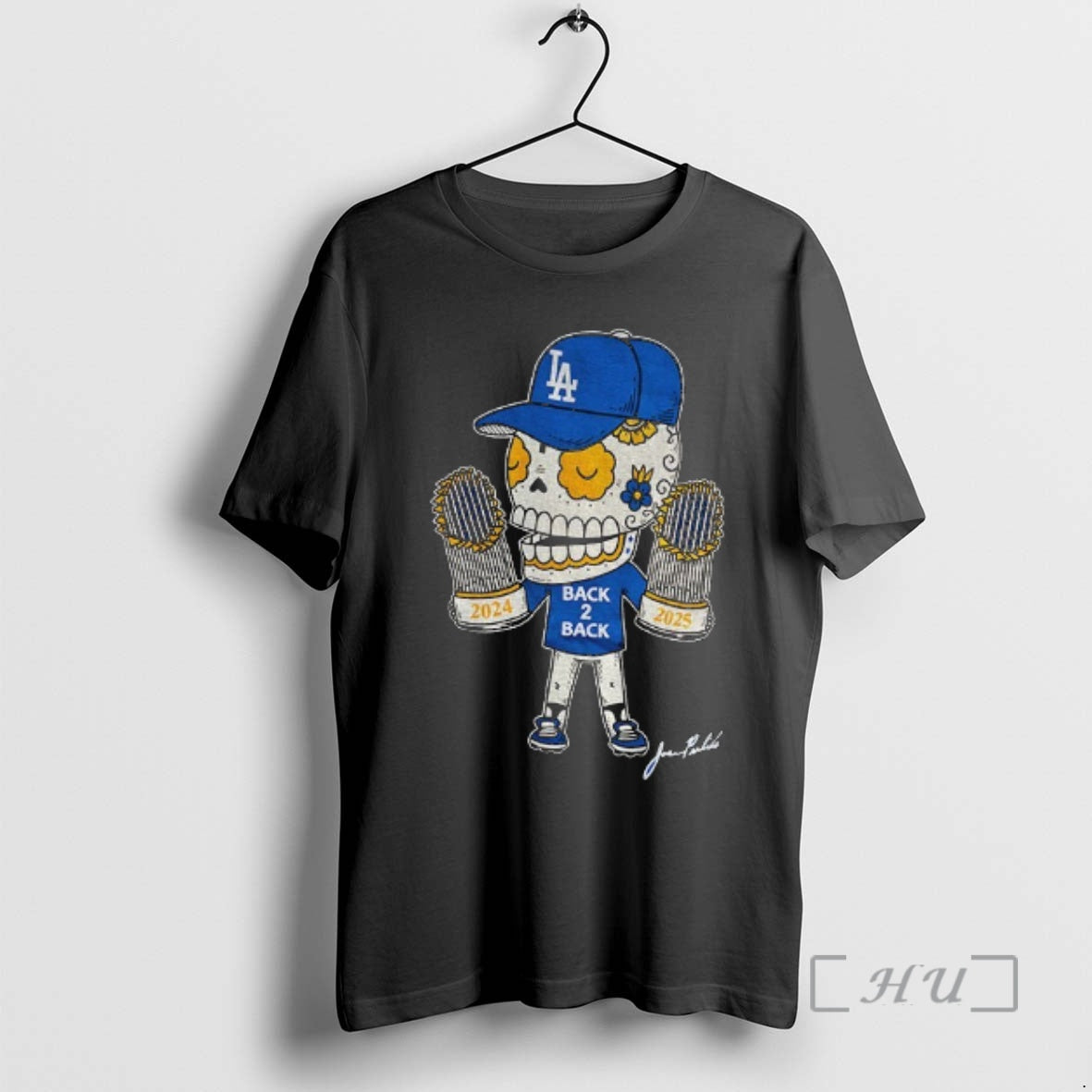 Officials Back 2 Back Calavera Los Angeles Dodgers Mlb Baseball 2024 2025 Premium T Shirts