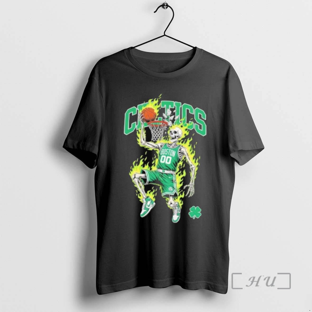 Officials Boston Celtics Mens Basketball Skeleton Player Flames