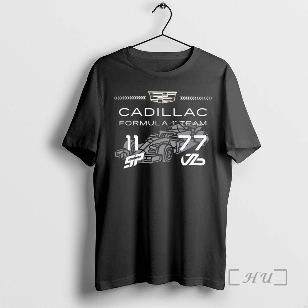 Officials Cadillac Formula 1 Team Racing Logo Back Numbers 11 77 Premium T Shirts Sweater