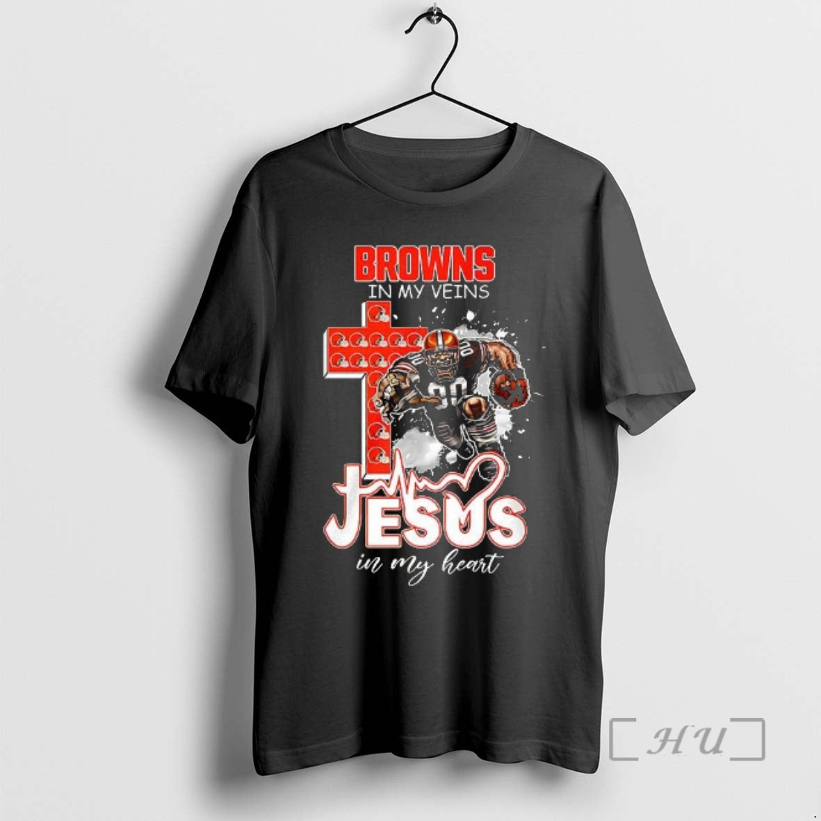 Officials Cleveland Browns In My Veins Jesus In My Heart Mascot Premium T Shirts Sweater