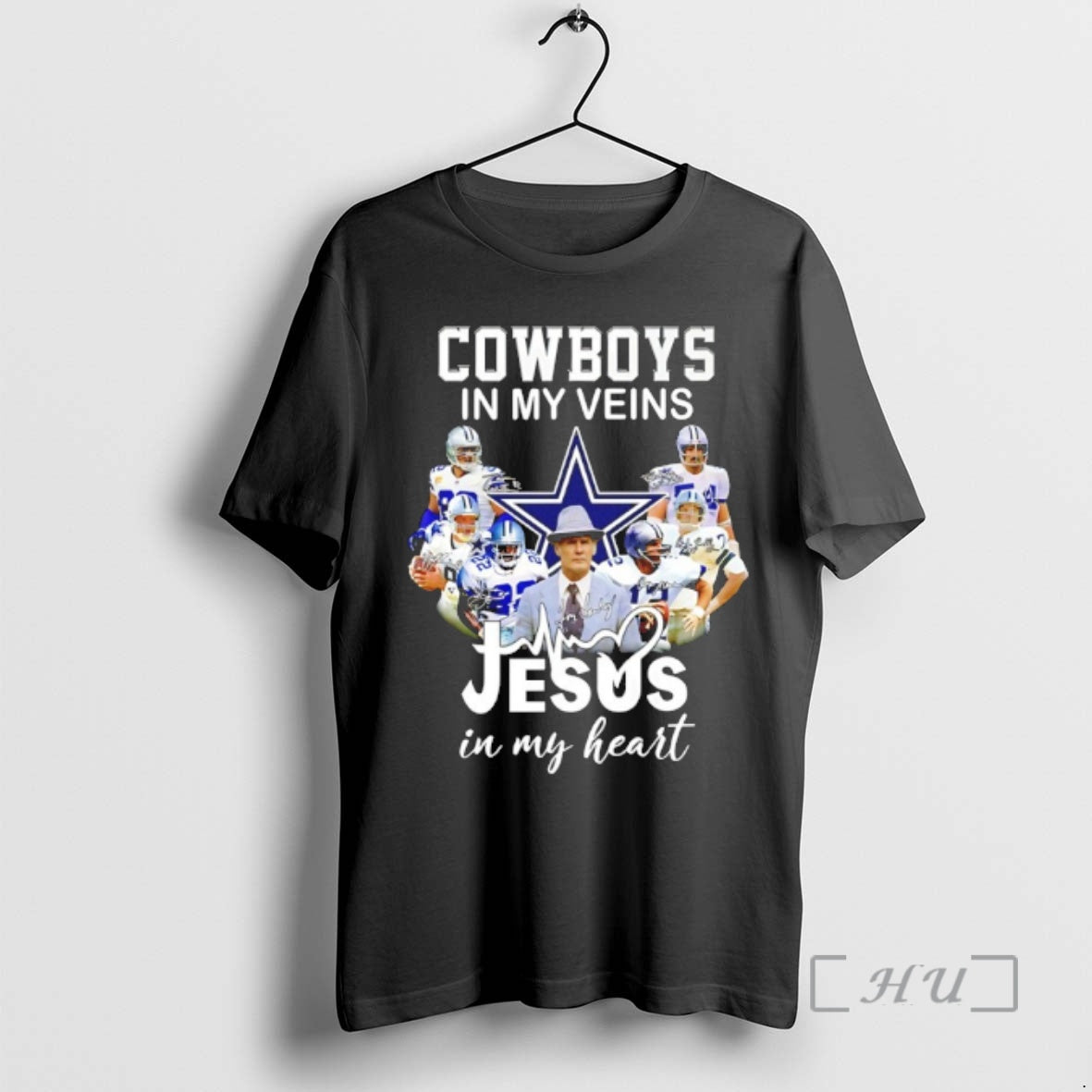 Officials Cowboys In My Veins Jesus In My Heart Player Collage Signatures Premium T Shirts