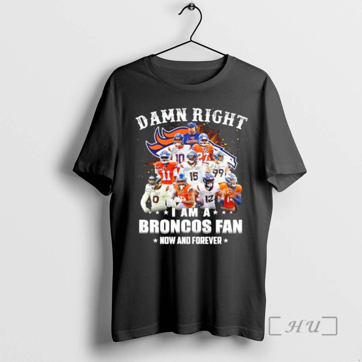Officials Damn Right I Am A Broncos Fan Now And Forever Player Collage Christmas Tree