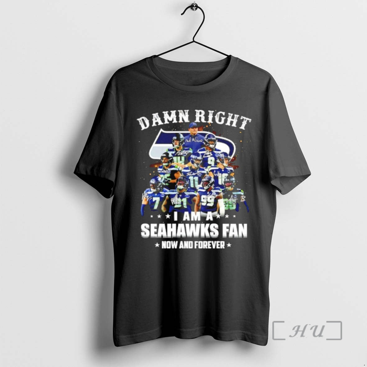 Officials Damn Right I Am A Seahawks Fan Now And Forever Player Collage Christmas Tree
