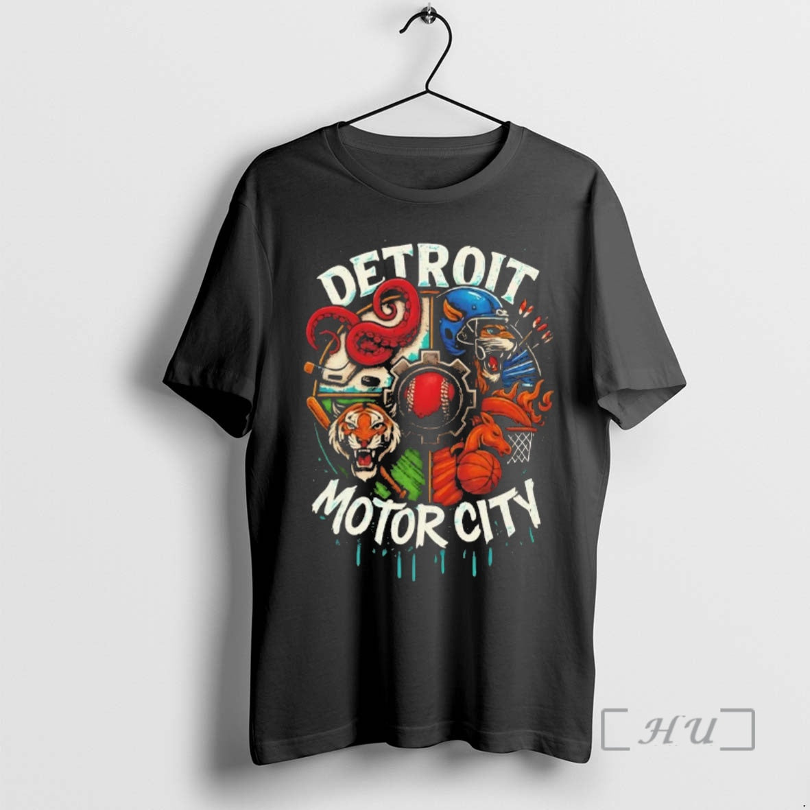 Officials Detroit Motor City Sports Teams Tigers Lions Red Wings Pistons Chriast Premium T Shirts