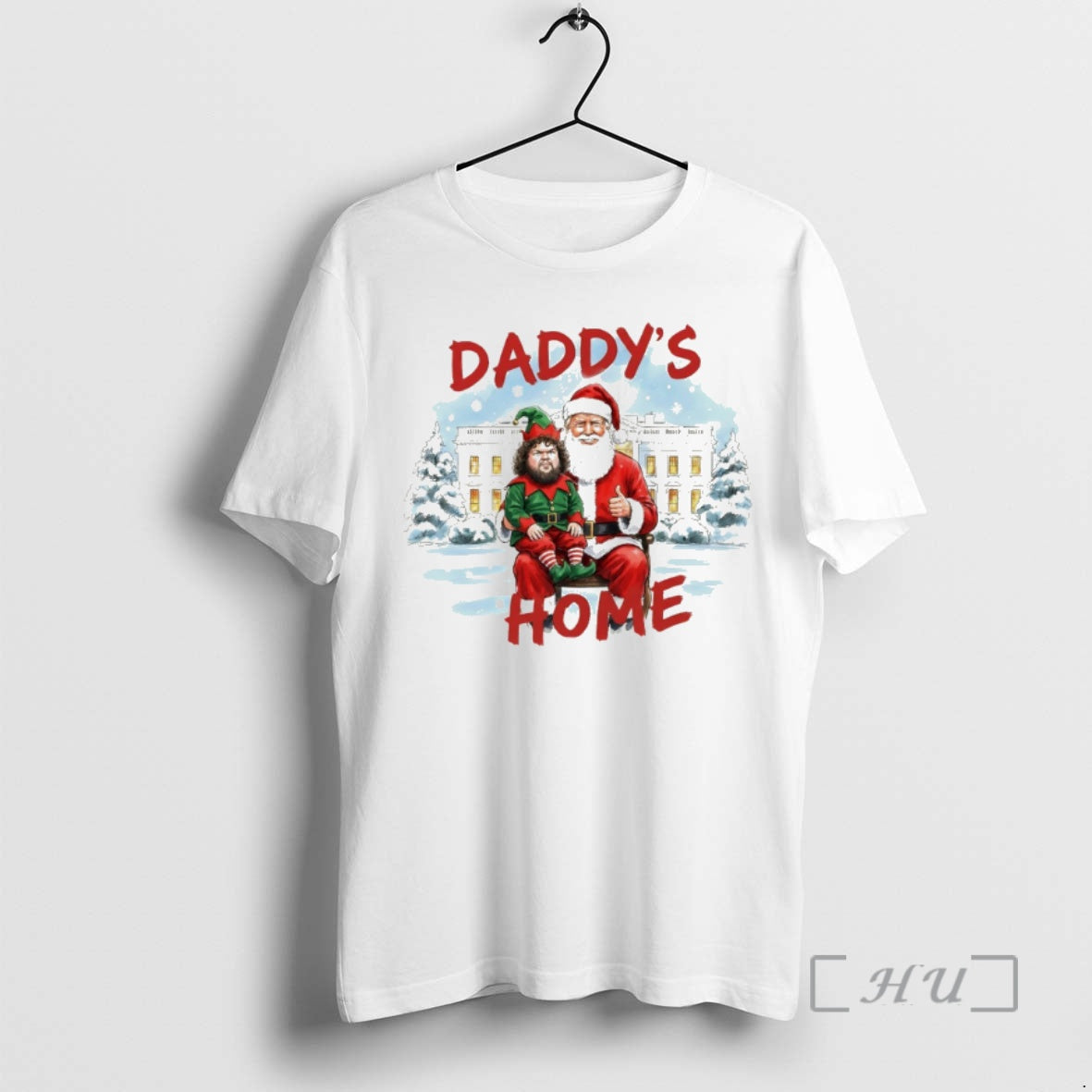 Officials Donald Trump Santa Hat Jd Vance Elf Daddys Home Merry Christmas Premium T Shirts