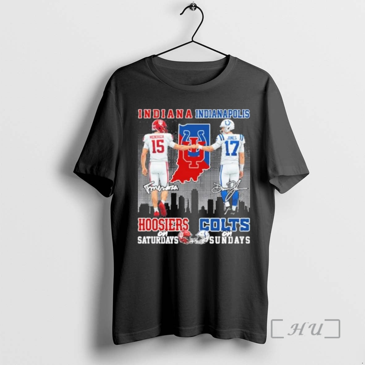 Officials Fernando Mendoza Hoosiers On Saturdays And Daniel Jones Colts On Sundays Premium T Shirts