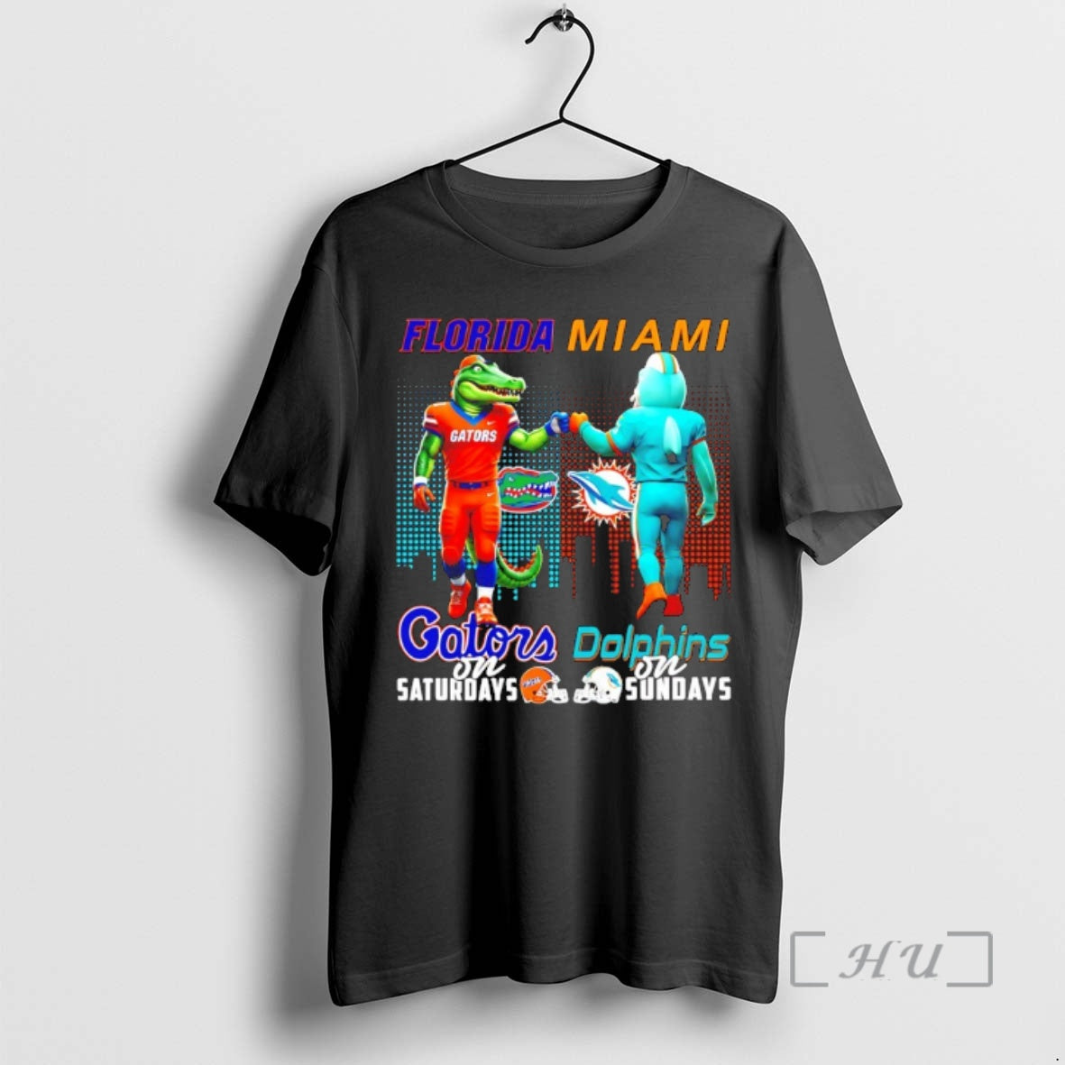 Officials Florida Gators On Saturdays Vs Miami Dolphins On Sundays Mascot Skyline Premium T Shirts