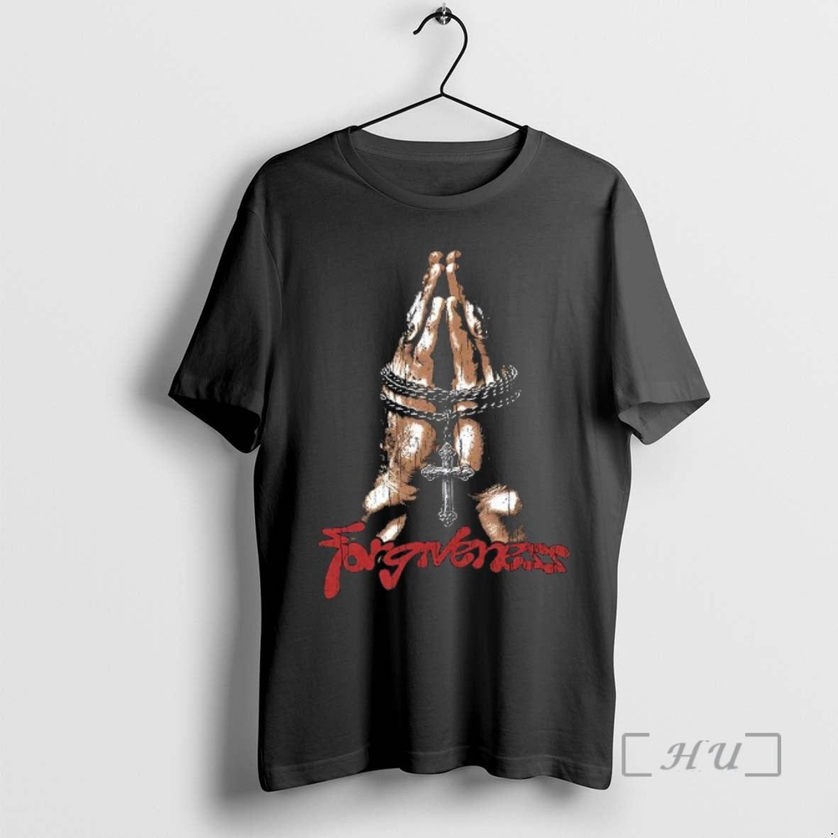 Officials Forgiveness Praying Hands With A Crucifix Necklace Graphic Woman