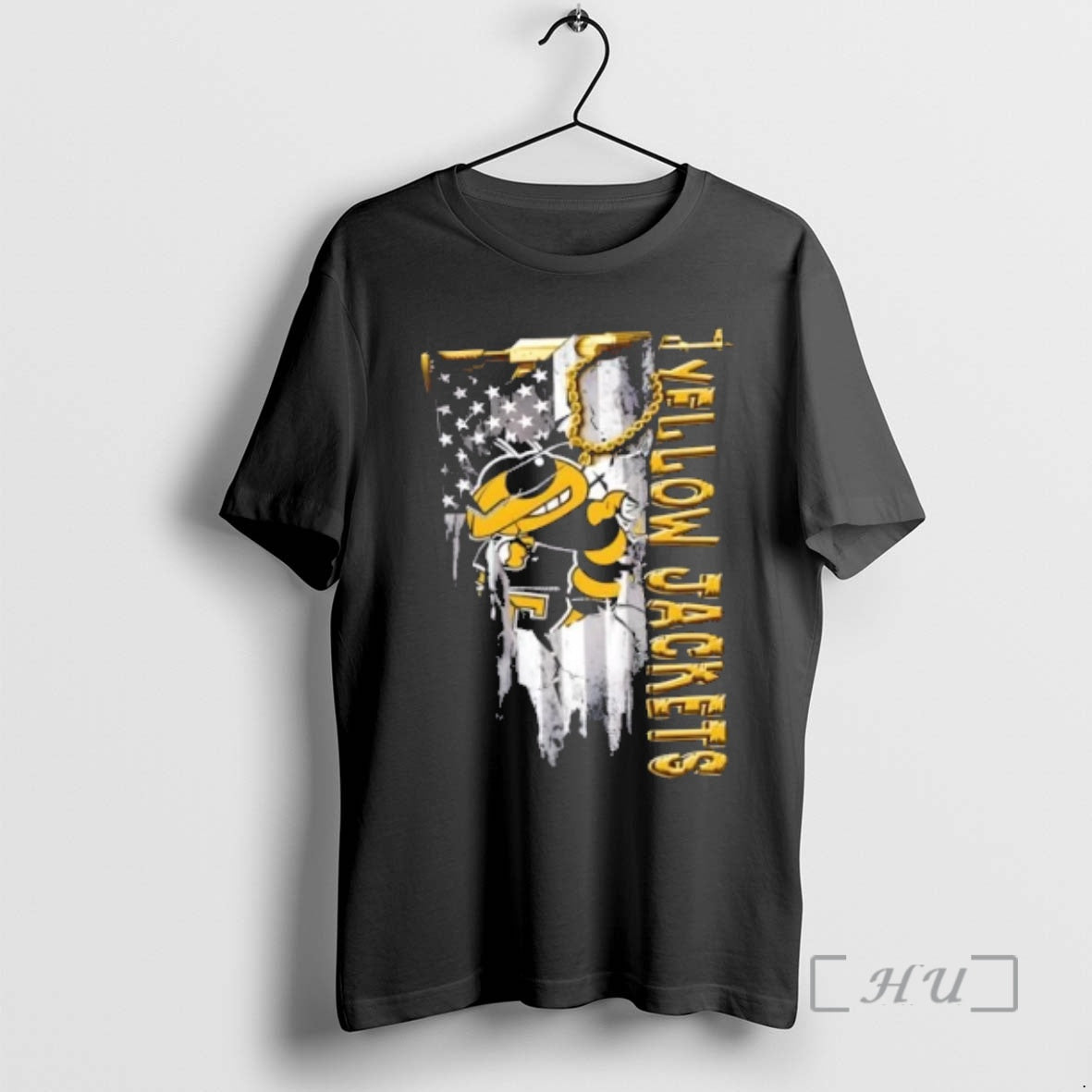 Officials Georgia Tech Yellow Jackets Football Battle Shattered Usa Flag Rip Design Premium T Shirts