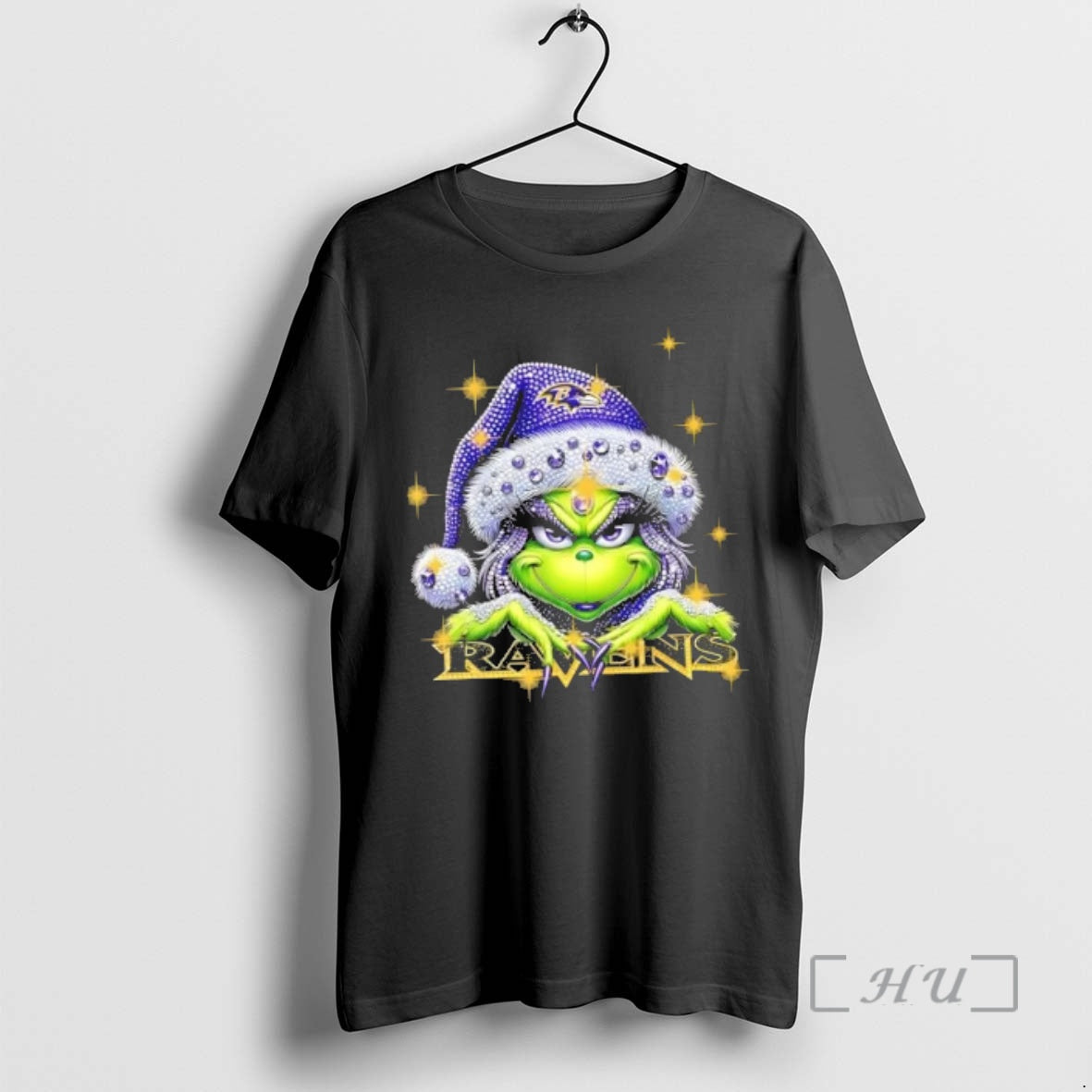 Officials Glitter Diamond Grinch Girl X Baltimore Ravens Football Graphic