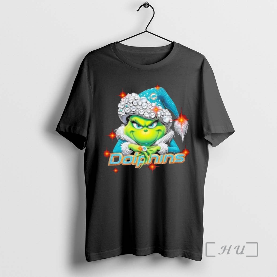 Officials Glitter Diamond Grinch Girl X Miami Dolphins Football Graphic
