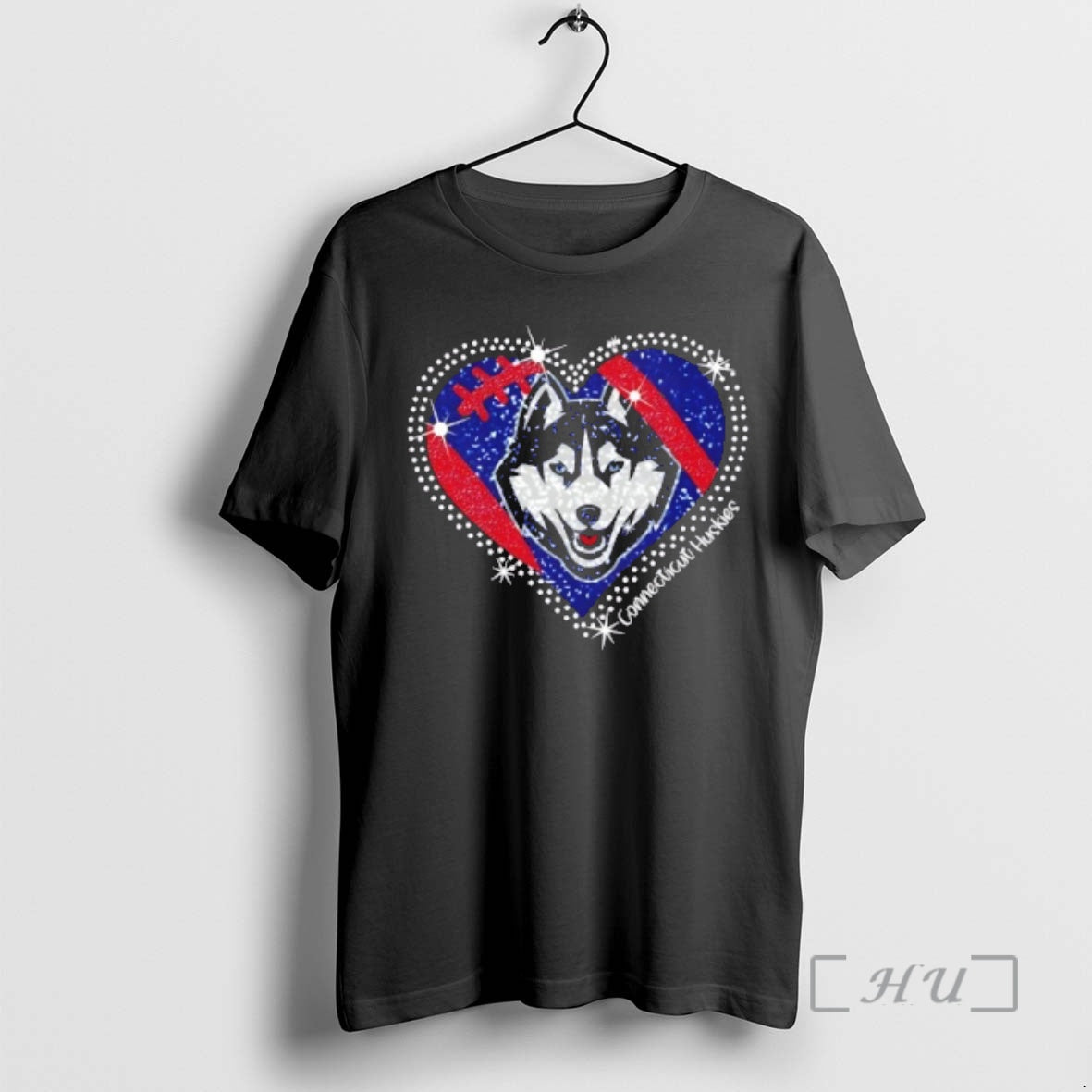 Officials Glitter Heart Connecticut Huskies Football Logo
