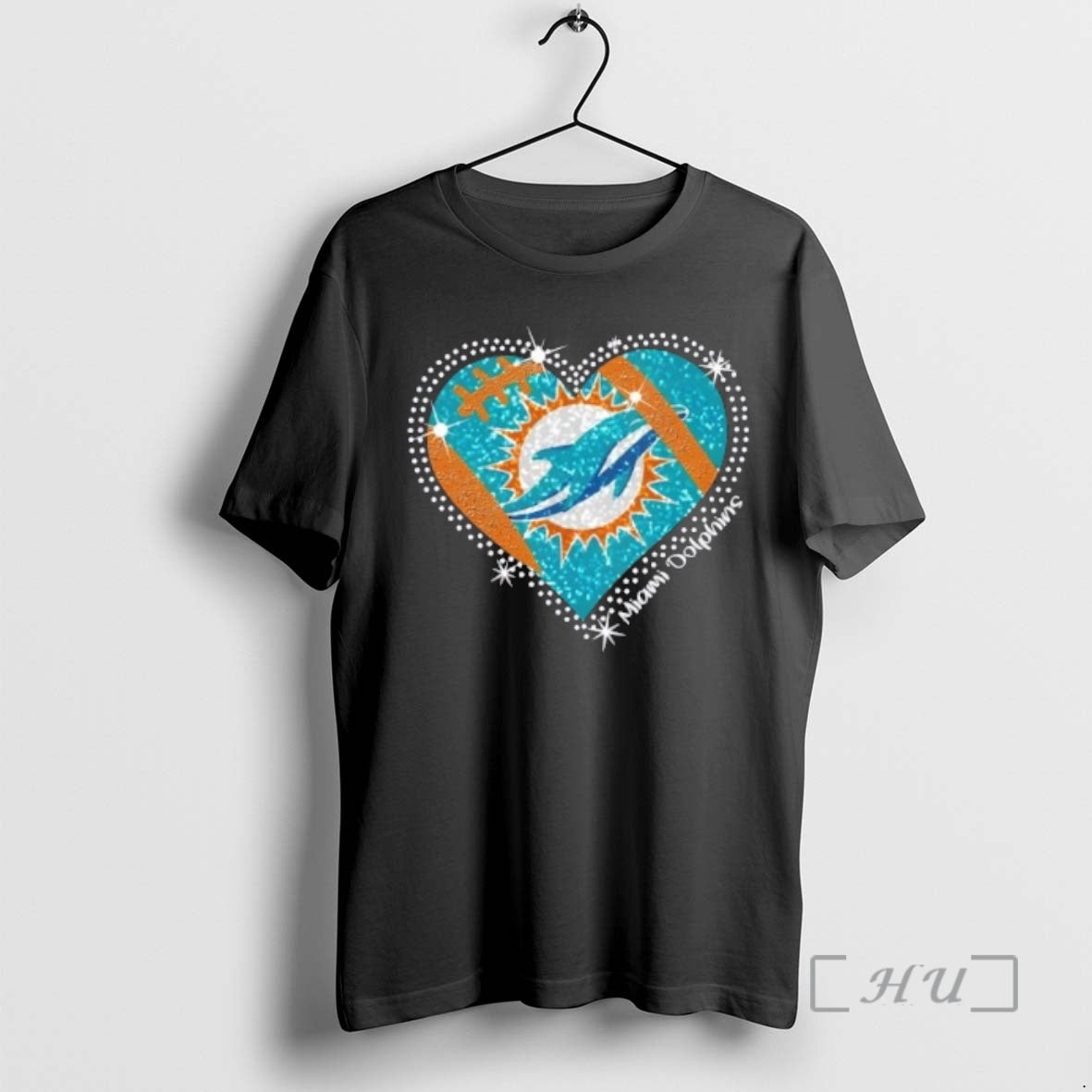 Officials Glitter Heart Miami Dolphins Football Logo
