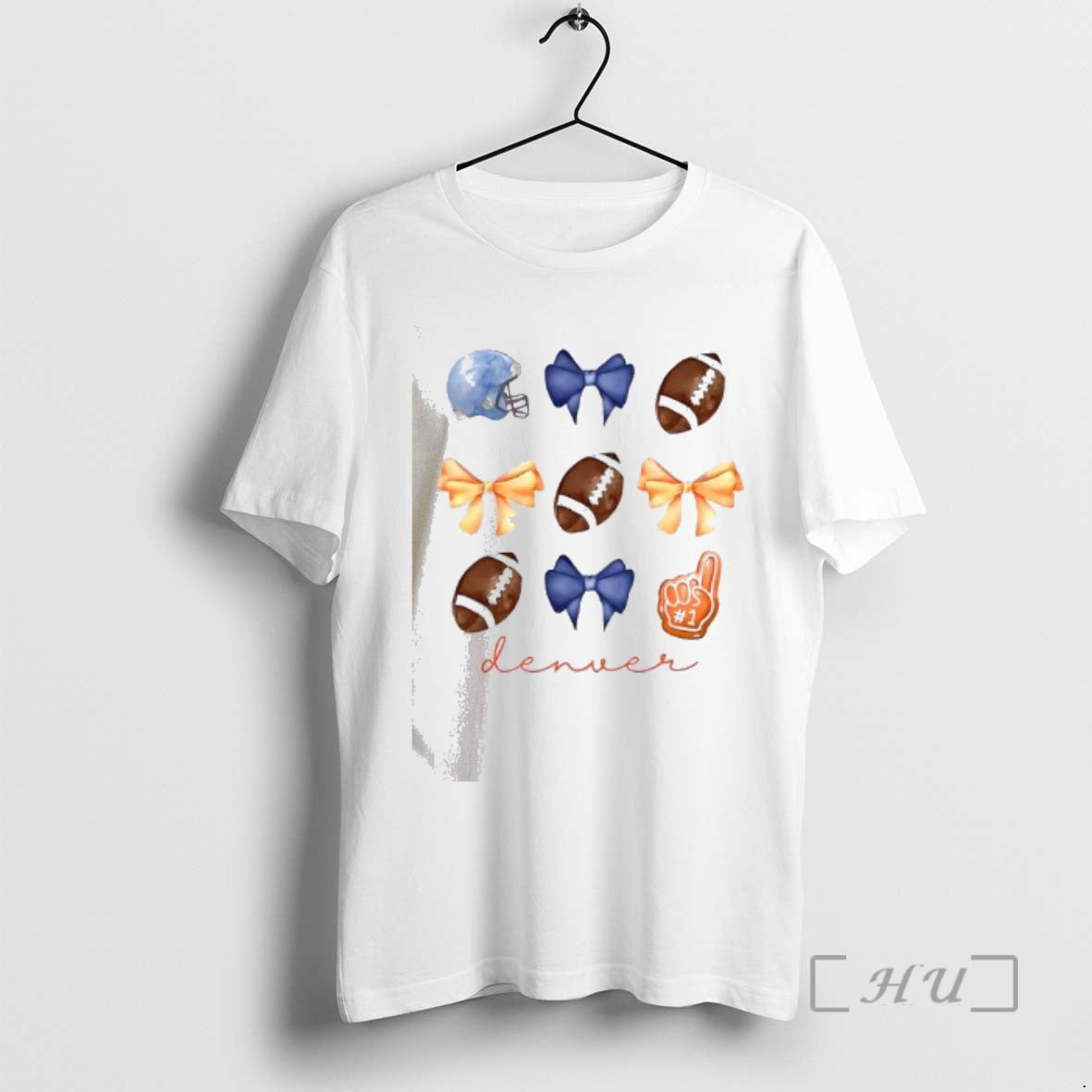 Officials Go Denver Football Helmet Bow 1 Fan Graphic Team Spirit Premium T Shirts Sweater
