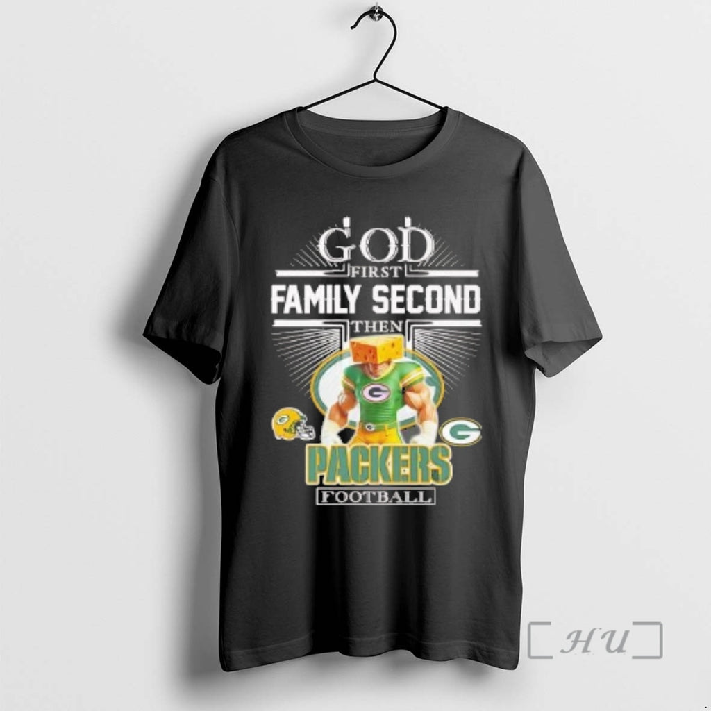 Officials God First Family Second Then Green Bay Packers Cheesehead Football Premium T Shirts Sweater