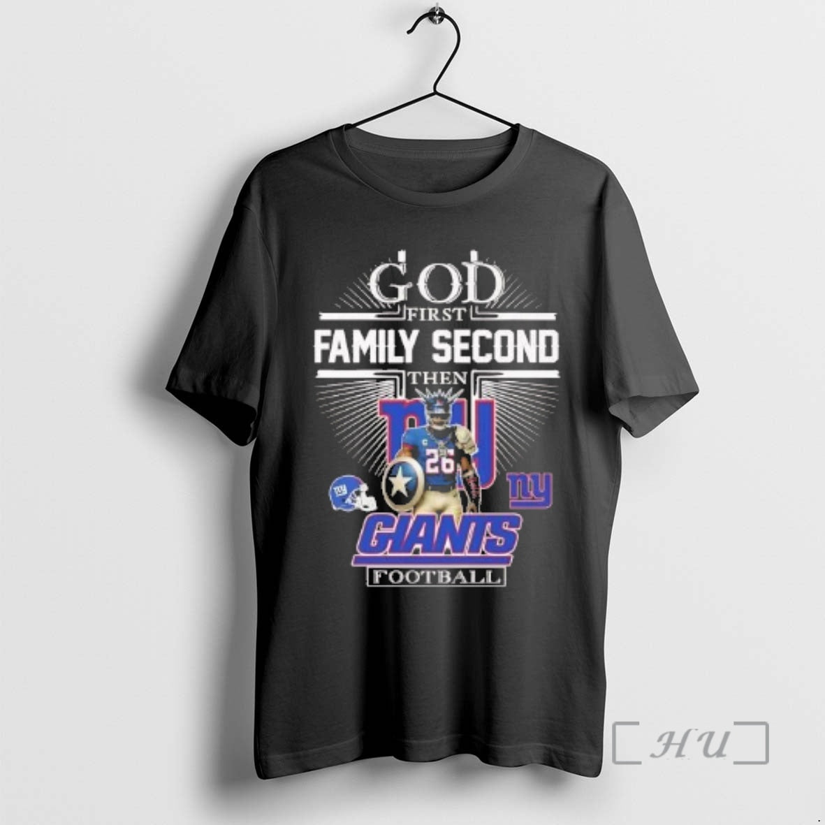 Officials God First Family Second Then New York Giants Football Mascot Premium T Shirts Sweater