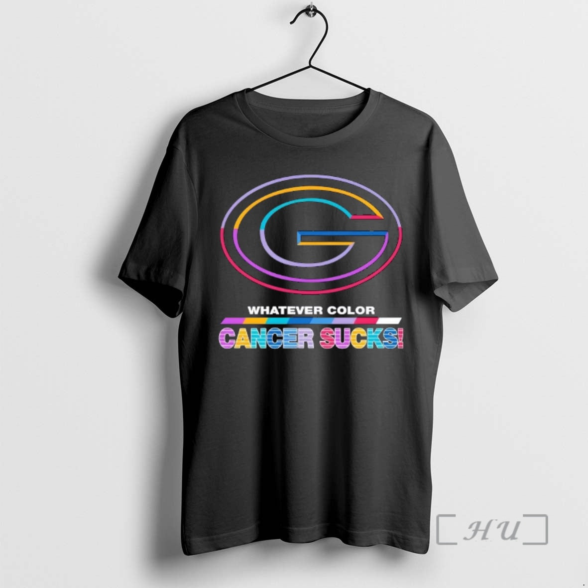 Officials Green Bay Packers Football Whatever Color Cancer Sucks Logo Colors Premium T Shirts Sweater