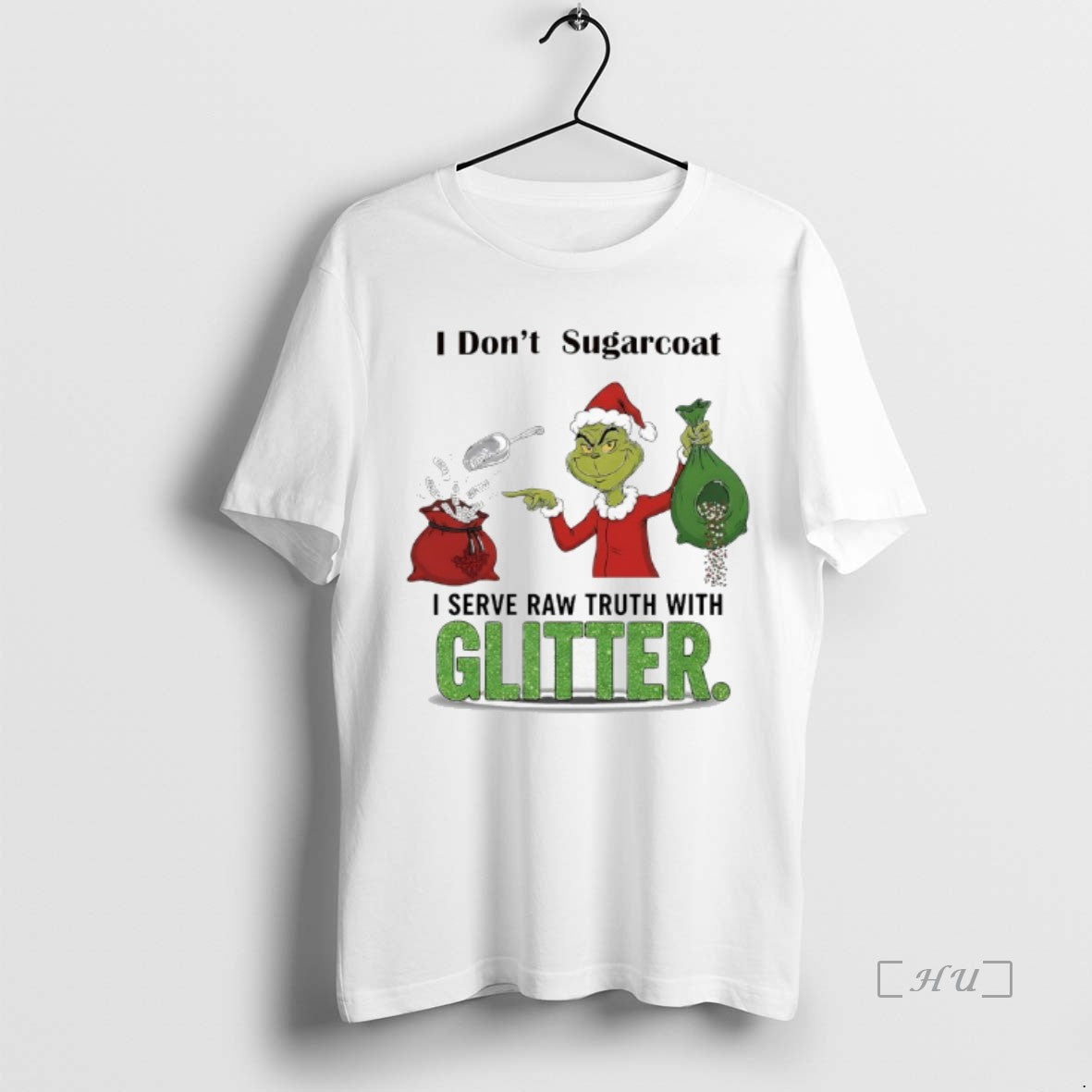 Officials Grinch Santa I Dont Sugarcoat Facti Beality I Serve Raw Truth With Glitter Premium