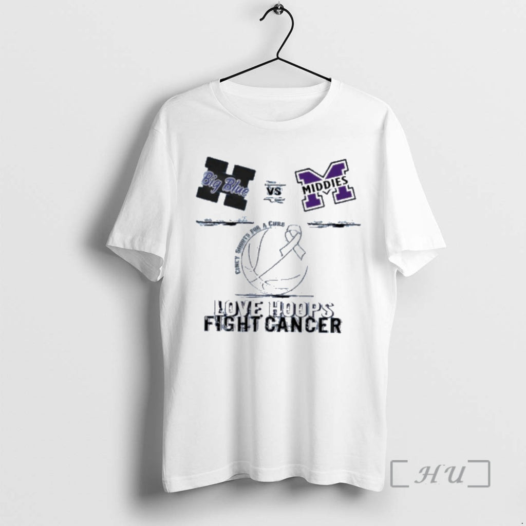 Officials Hamilton Big Blue Vs Middletown Middies 2026 Love Hoops Fight Cancer Premium T Shirts