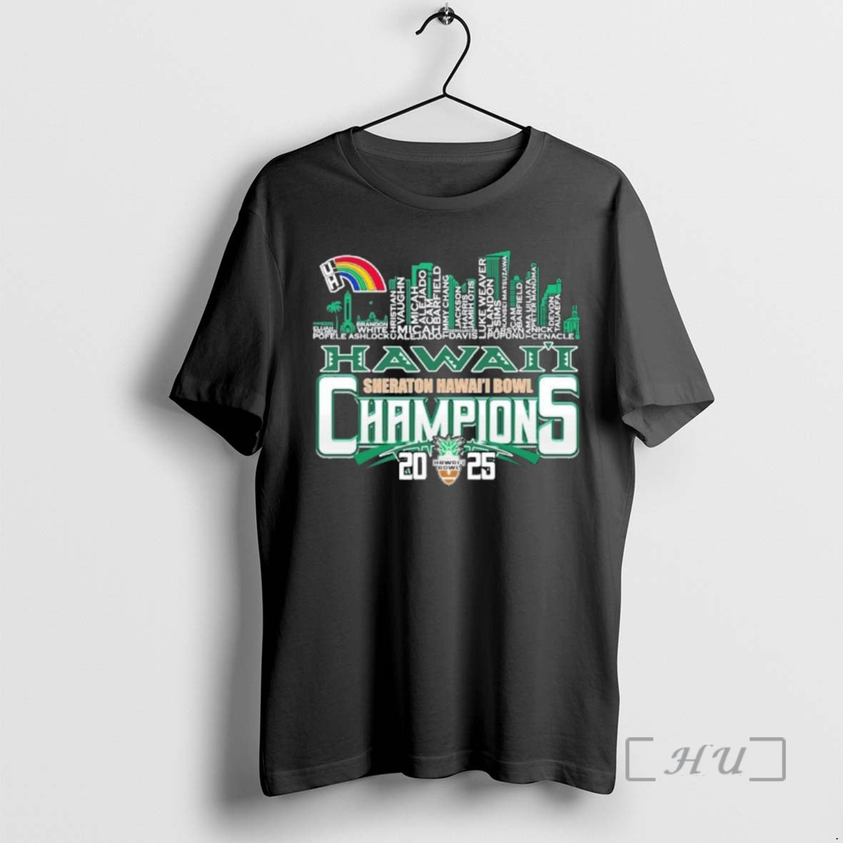 Officials Hawaii Rainbow Warriors Skyline Players Name 2025 Hawaii Bowl Champions Premium T Shirts Sweater