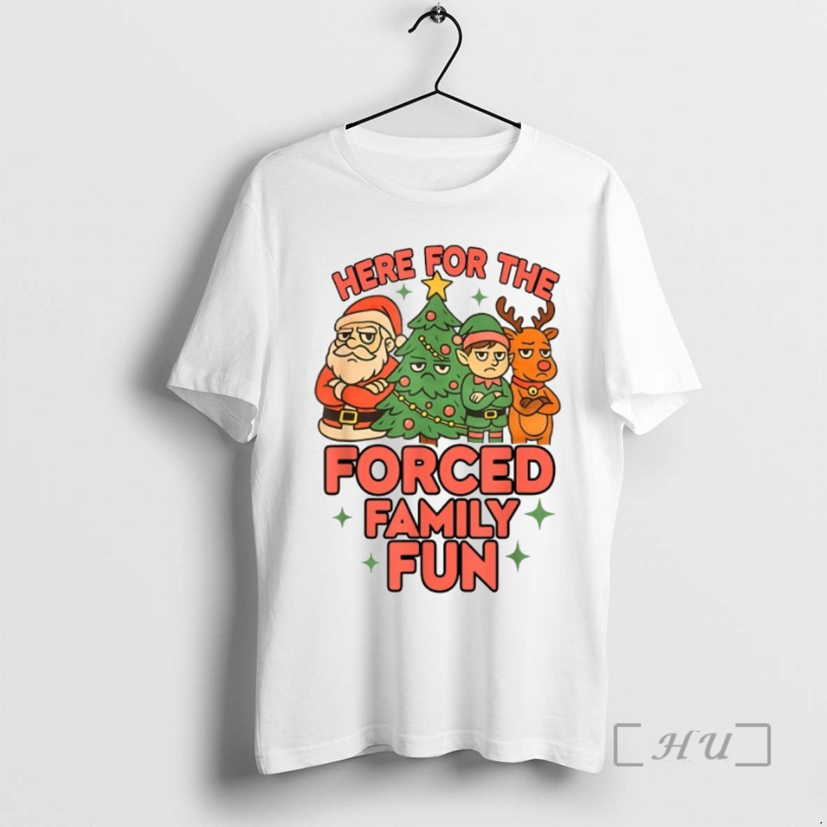 Officials Here For The Forced Family Fun Santa Elf Reindeer Christmas Premium T Shirts Sweater