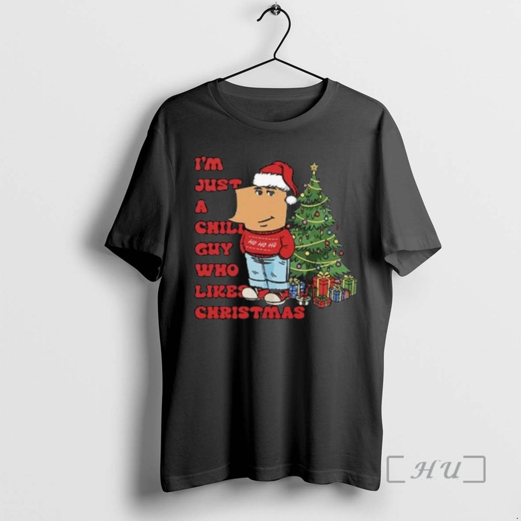 Officials Im Just A Chill Guy Who Likes Christmas 2025 Circle Black Premium T Shirts