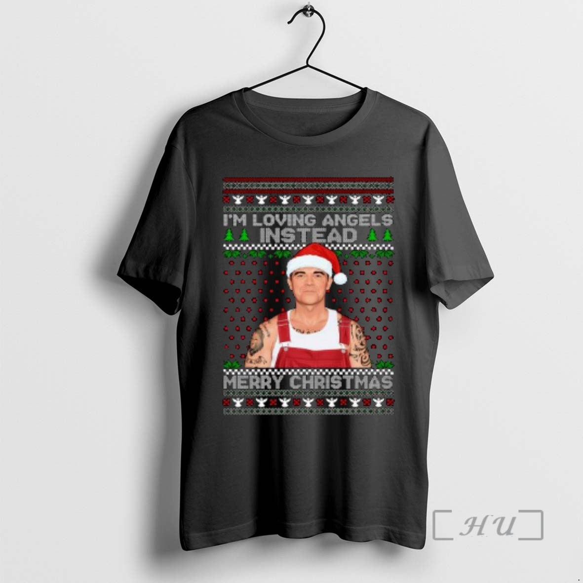 Officials Im Loving Angels Instead Robbie Williams Christmas Ugly Circle Black Premium T Shirts Sweater