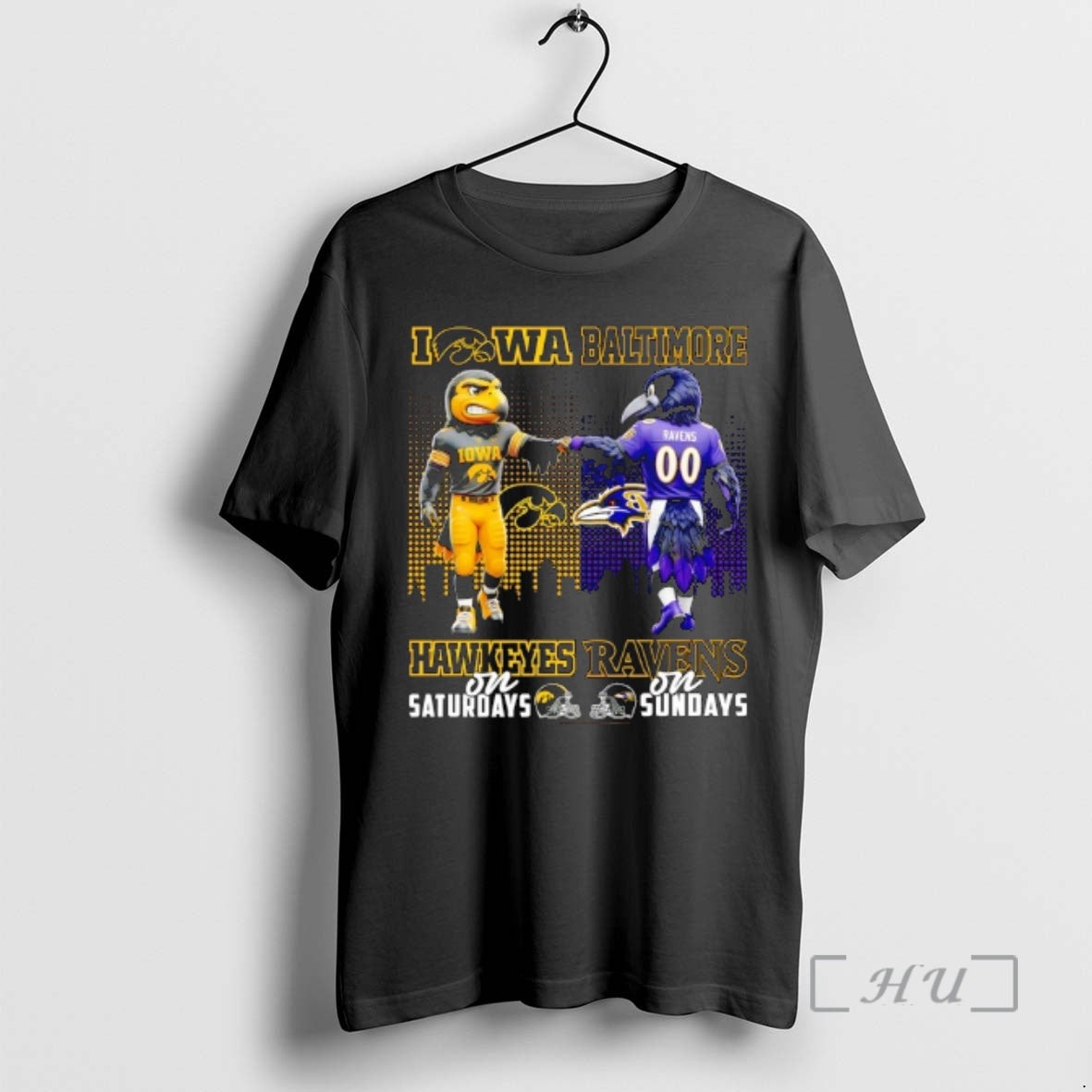 Officials Iowa Hawkeyes On Saturdays X Baltimore Ravens On Sunday Mascot Premium T Shirts Sweater