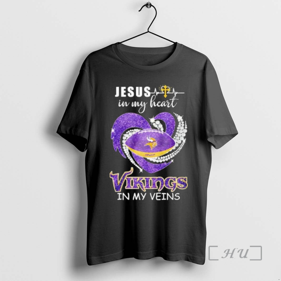 Officials Jesus In My Heart Minnesota Vikings In My Veins Heart Premium T Shirts Sweater