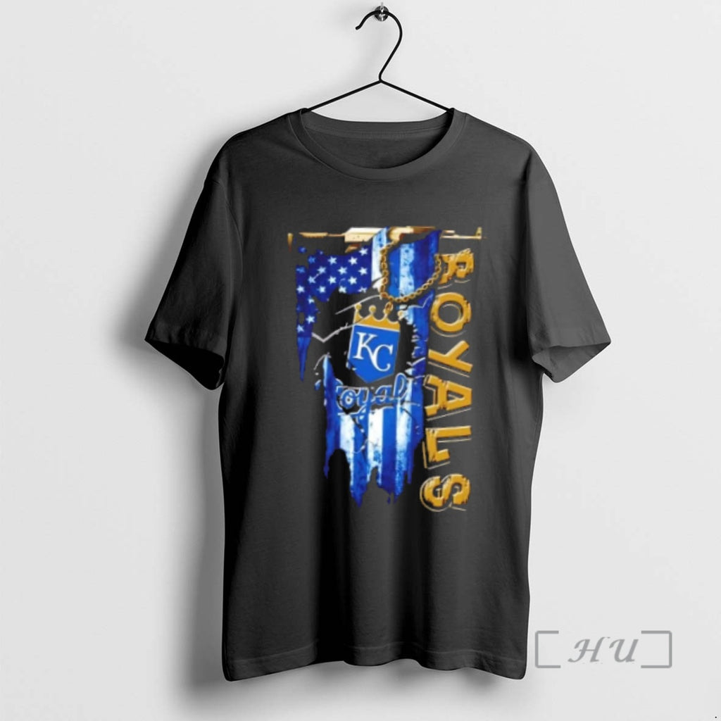 Officials Kansas City Royals Baseball Battle Shattered Usa Flag Rip Design Premium T Shirts Sweater