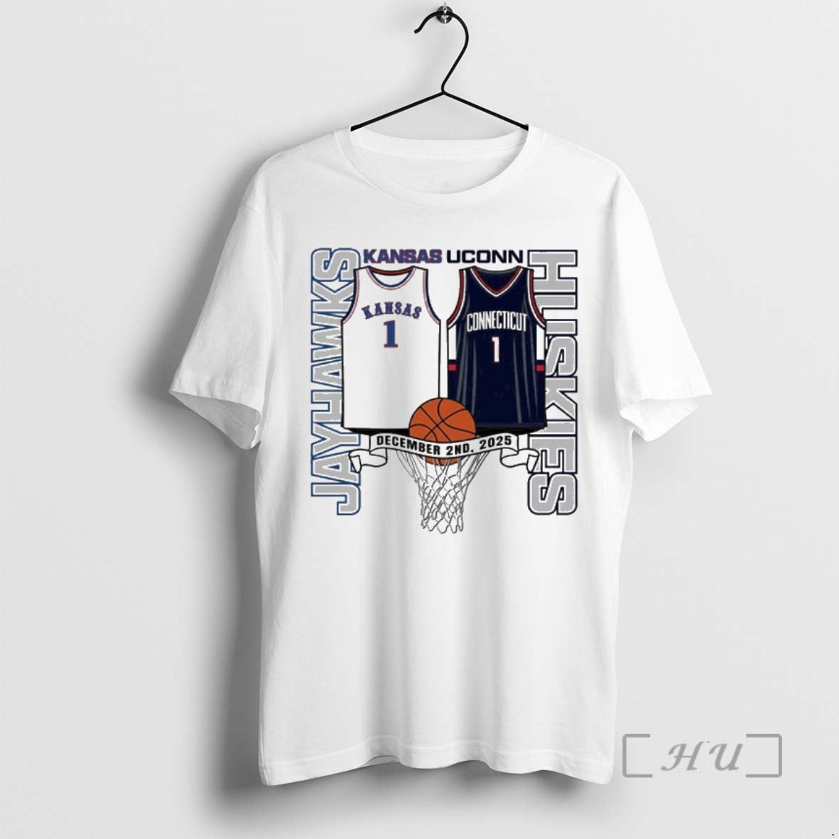 Officials Kansas Jayhawks Basketball Vs Uconn Huskies Jerseys December 2nd 2025 Premium T Shirts Sweater