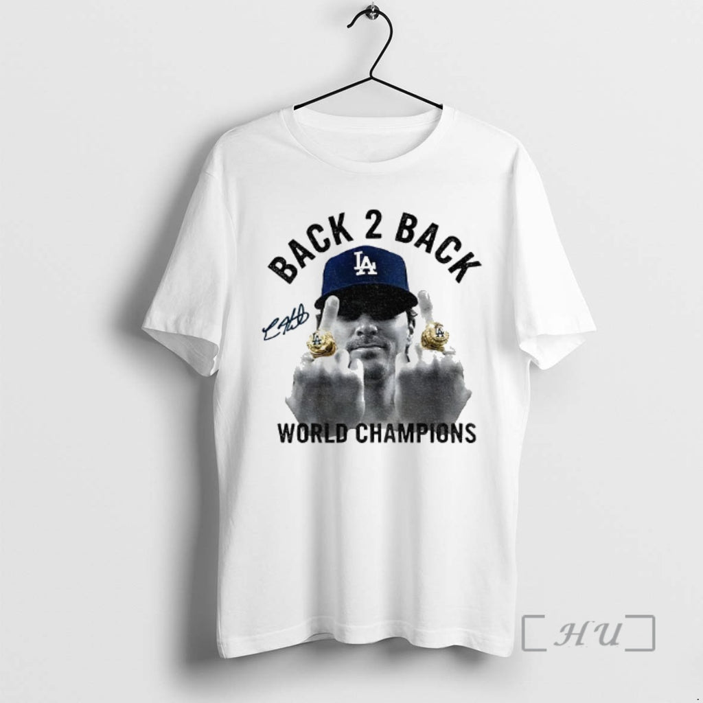 Officials Kike Hernandez Middle Finger Back 2 Back World Series Champs 2025 Signature Premium