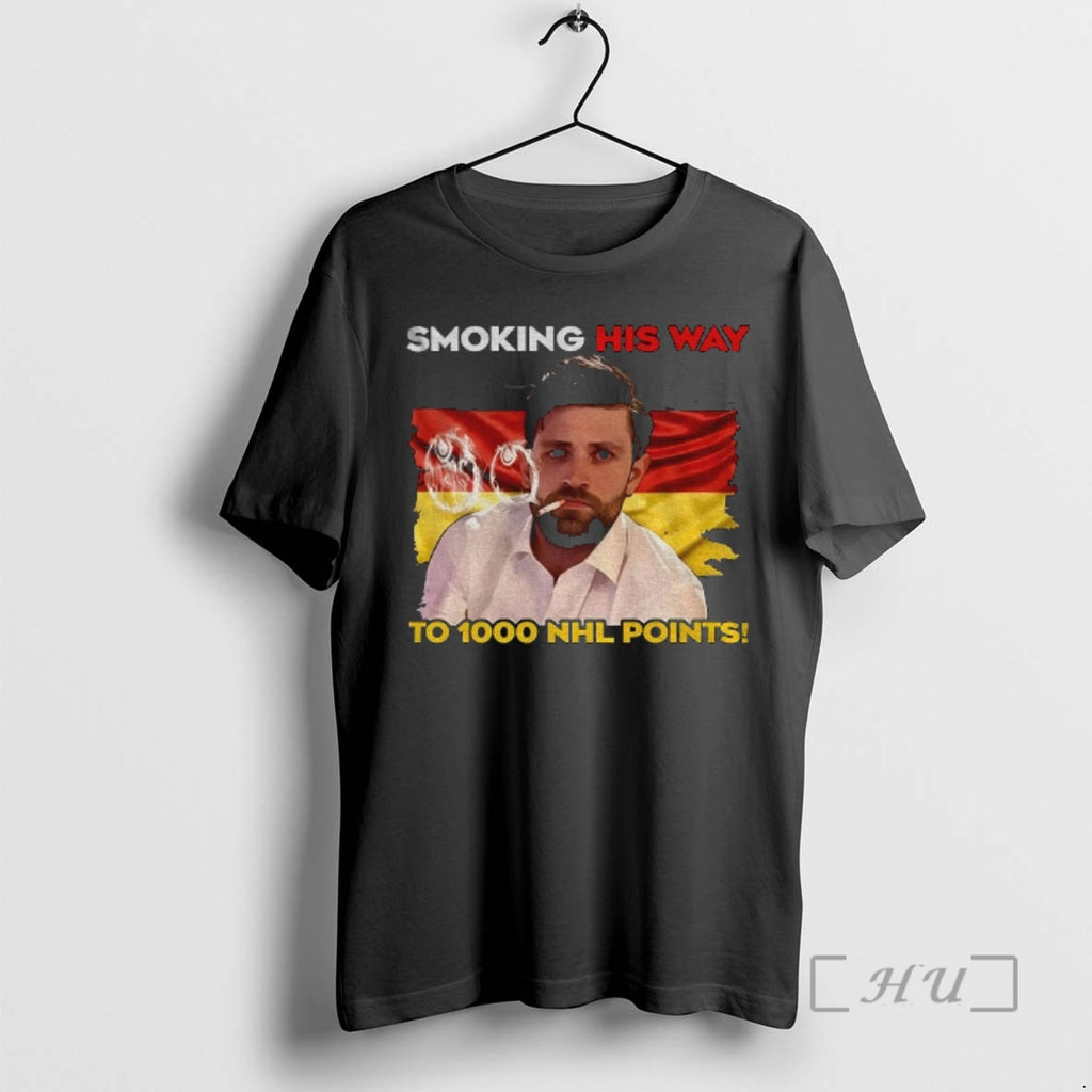 Officials Leon Draisaitl Smoking His Way To 1000 Points Funny Meme Premium T Shirts Sweater