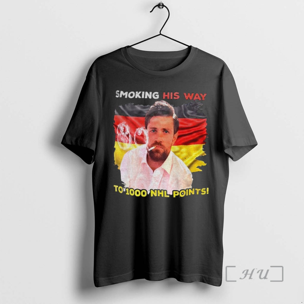 Officials Leon Draisaitl Wearing Smoking His Way To 1000 Nhl Points Premium T Shirts Sweater