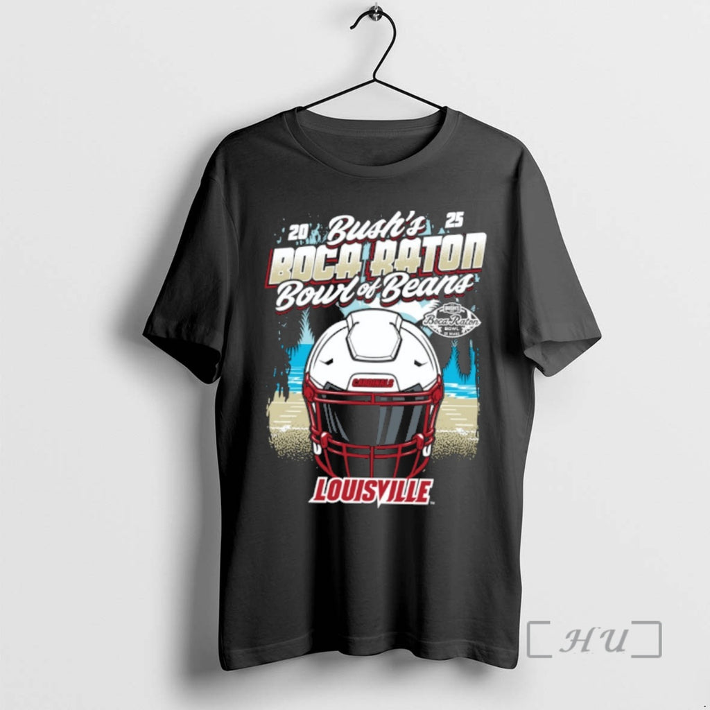Officials Louisville Cardinals 2025 Bushs Boca Raton Bowl Of Beans Helmet Premium T Shirts Sweater