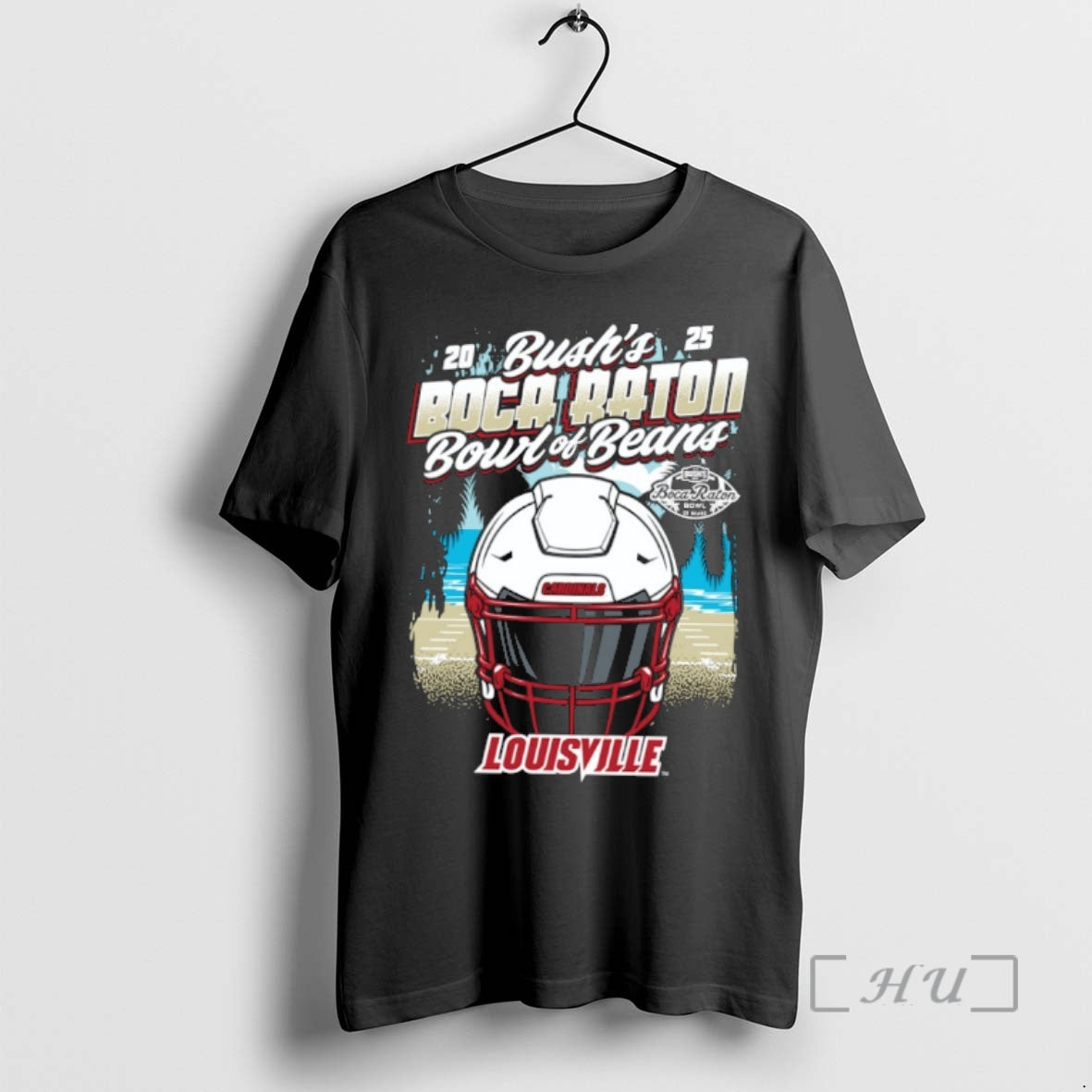 Officials Louisville Cardinals 2025 Bushs Boca Raton Bowl Of Beans Helmet Premium T Shirts Sweater
