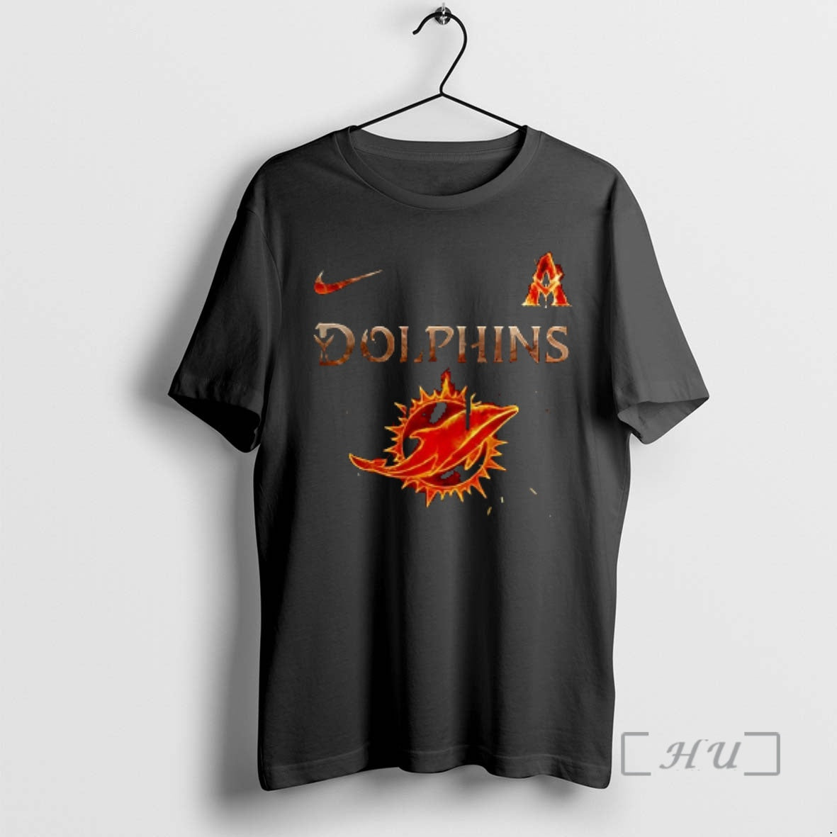 Officials Miami Dolphins X Avatar Fire And Ash Logo Double Sided Graphic Premium T Shirts