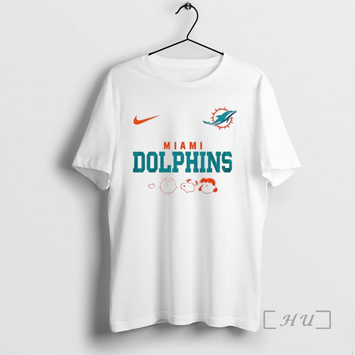 Officials Miami Dolphins X Peanuts Abbey Road Cartoon Double Sided Graphic Premium T Shirts Sweater