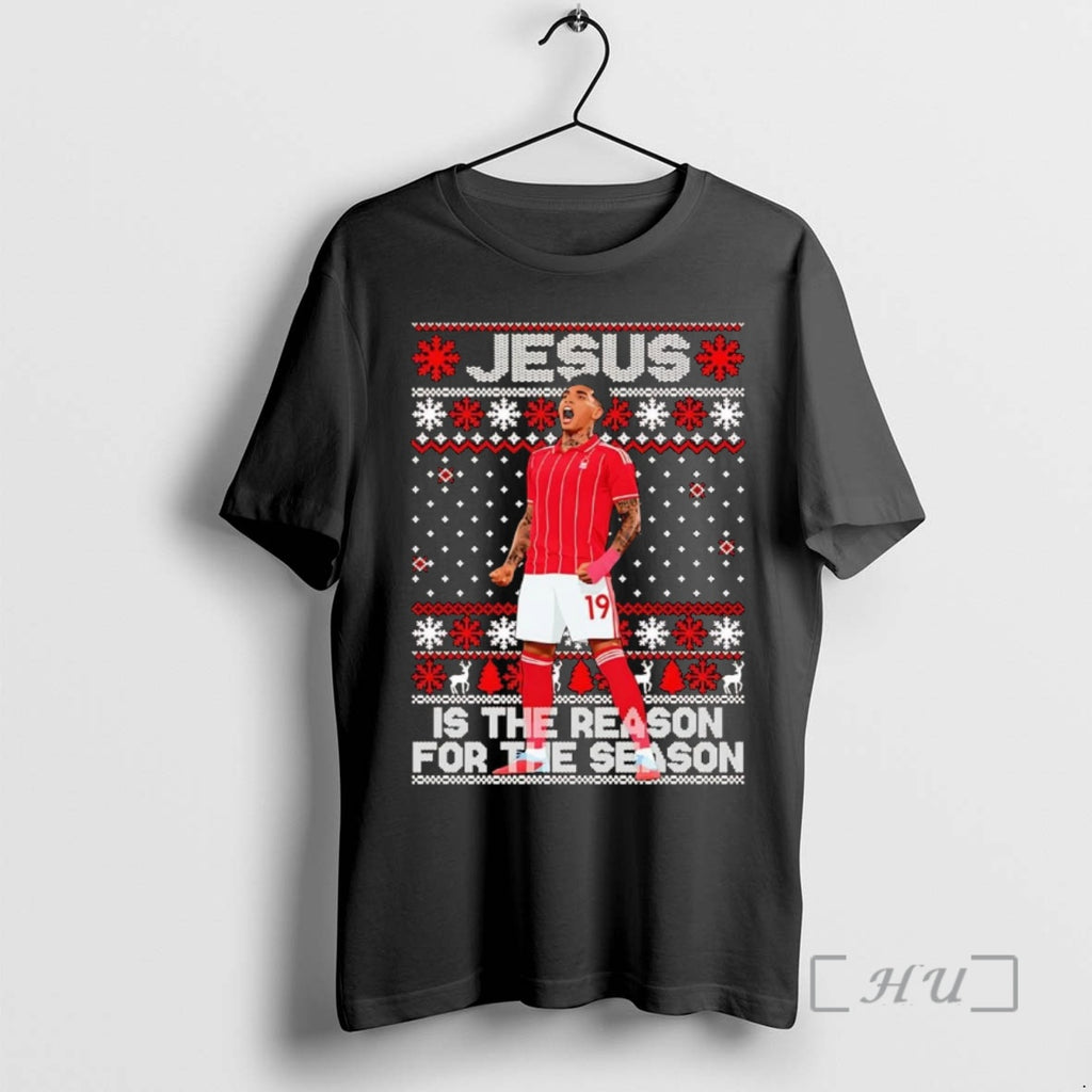Officials Nottingham Forest Fc Jesus Is The Reason For The Season Christmas Premium T Shirts