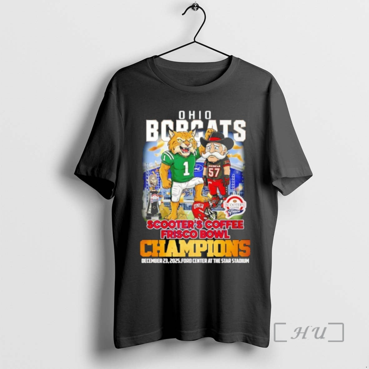 Officials Ohio Bobcats 2025 Scooters Coffee Frisco Bowl Champions Mascot