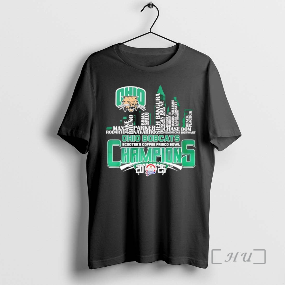 Officials Ohio Bobcats 2025 Scooters Coffee Frisco Bowl Champions Player Names City Skyline Premium