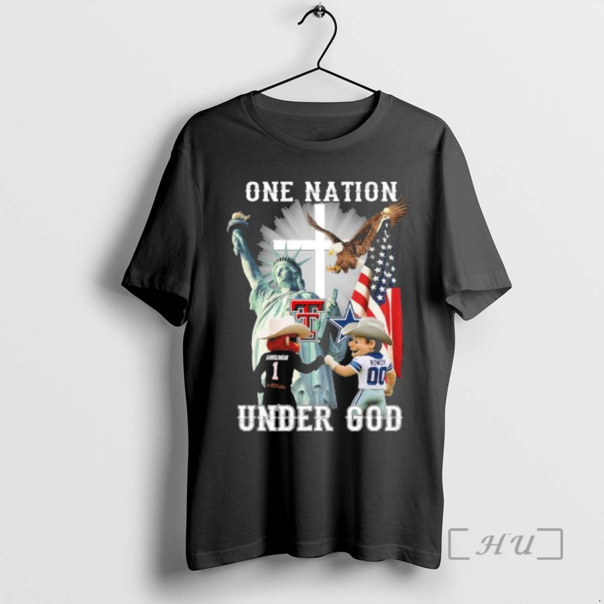 Officials One Nation Under God Texas Tech Gunslingin And Cowboys Rowdy Premium T Shirts Sweater
