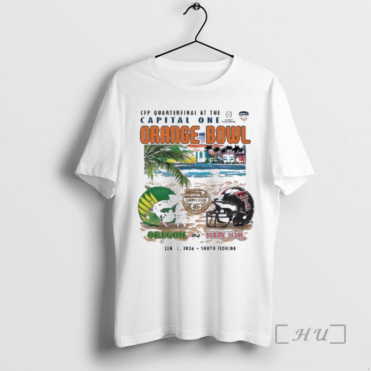 Officials Oregon Vs Texas Tech 2026 Orange Bowl Sobe Showdown Beach Premium T Shirts Sweater