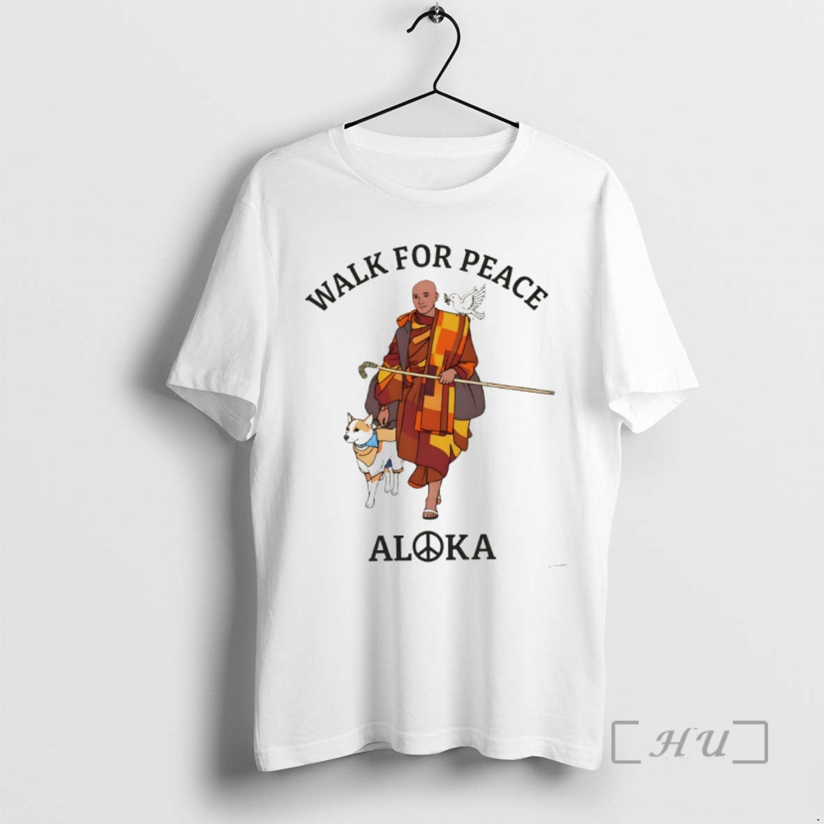 Officials Peace Walking Monk And Aloka Dog Minimalist Vintage