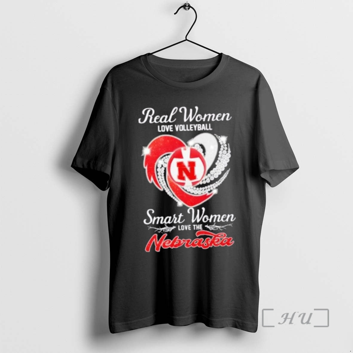 Officials Real Women Love Volleyball Smart Women Love The Nebraska Diamond Heart Premium T Shirts
